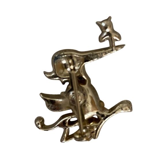 Vintage 1 inch Jeweled Bird Brooch Pin Belly Jeweled Gold Tone Brooch Pin - Picture 3 of 6